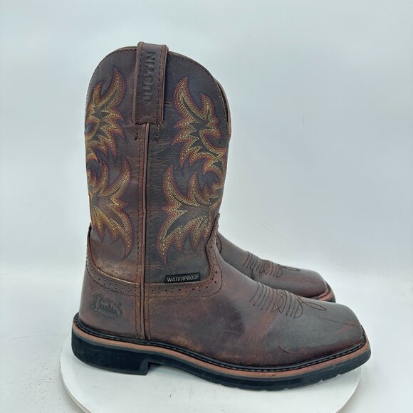Justin Stampede Driller Men Size 9 D SE4689 Brown Leather Square Toe Work Boot - Picture 4 of 13